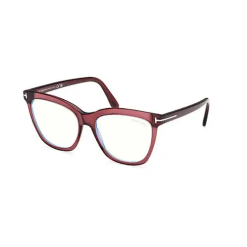 Tom Ford FT6042-B 069 Shiny Bordeaux Blue Filter Cat Eye Women`s Eyeglasses