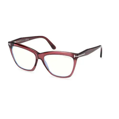 Tom Ford FT6064-B 071 Shiny Bordeaux Blue Filter Cat Eye Women`s Eyeglasses