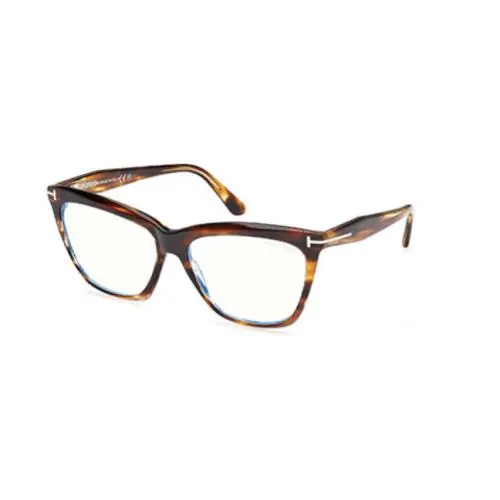 Tom Ford FT6064-B 055 Coloured Havana Blue Filter Cat Eye Women`s Eyeglasses