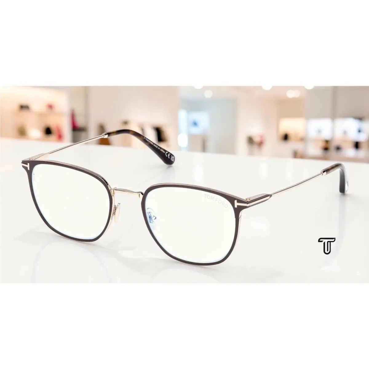 Tom Ford FT6041 B 048 Shiny Dark Brown Demo Lens 52 mm Men`s Eyeglasses