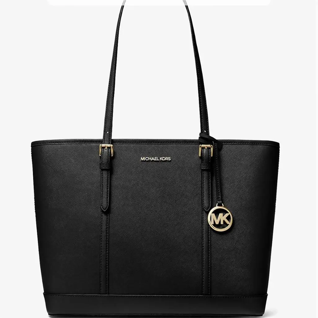 Michael Kors Jet Set Travel Large Saffiano Black Leather Tote Bag Womens