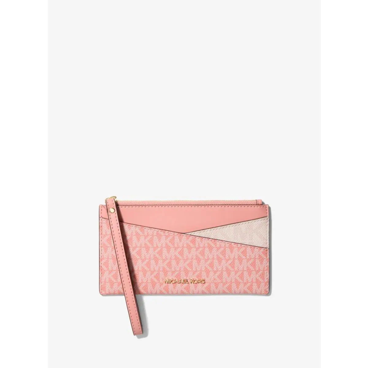 Michael Kors Jet Set Logo Slim Wristlet Wallet Sherbert W/gold-tone Hardware