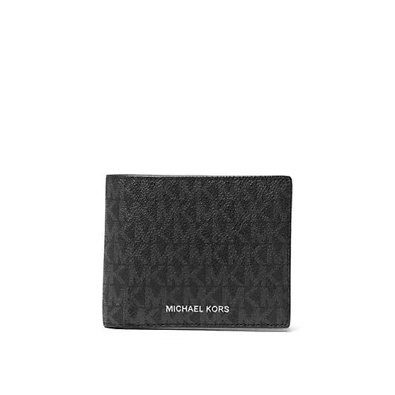 Michael Kors Men`s Cooper Logo Billfold Wallet with Coin Pouch Black MK