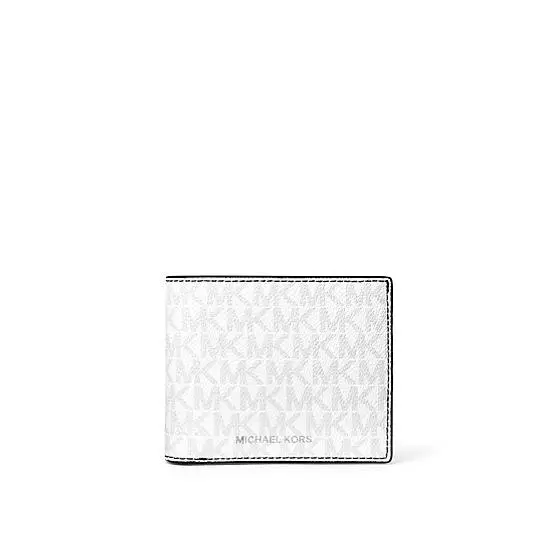 Michael Kors Men`s Cooper Logo Billfold Wallet with Coin Pouch Bright White