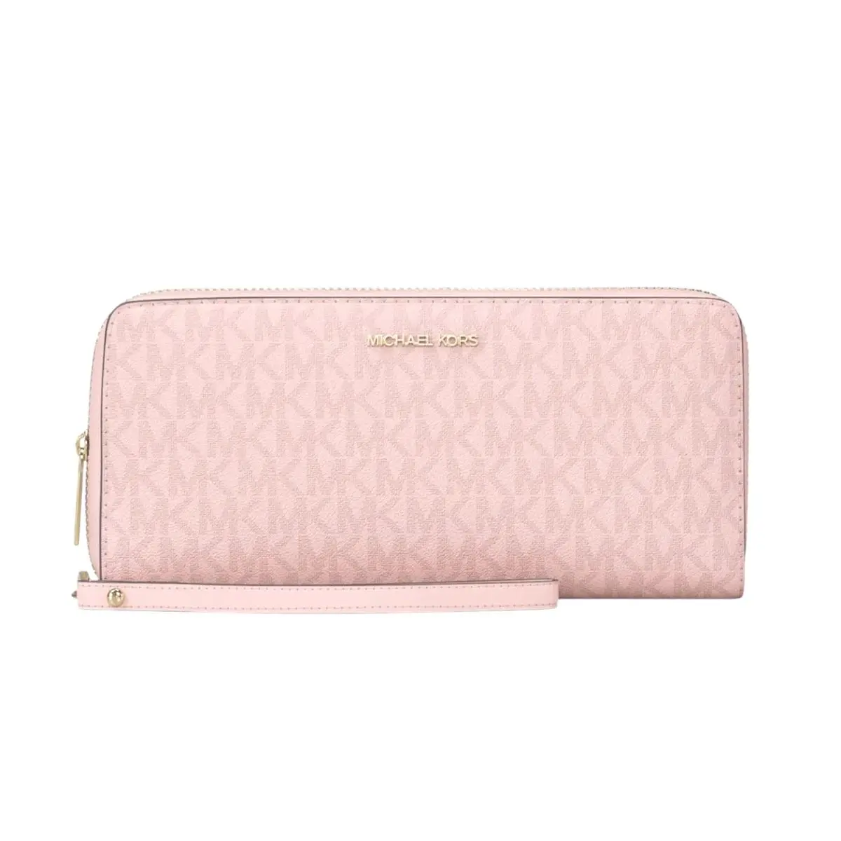 Michael Kors Jet Set Large Continental Long Wristlet MK Logo Wallet Powder Blush
