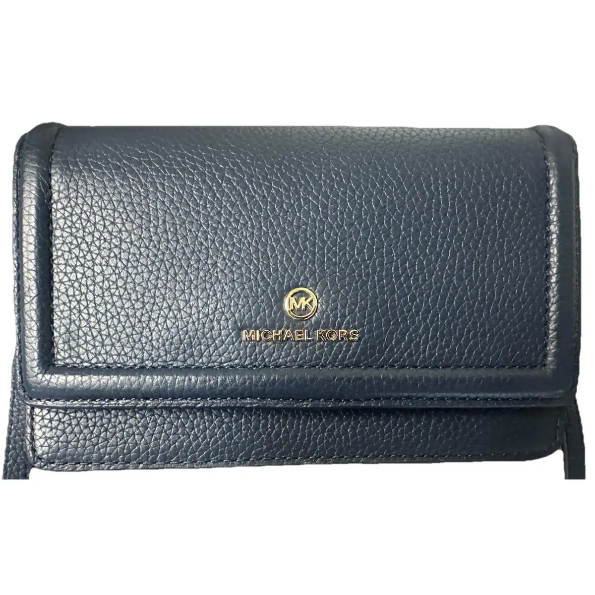 Michael Kors Jet Set Zip-around Wallet Medium Pebbled Leather Navy Blue
