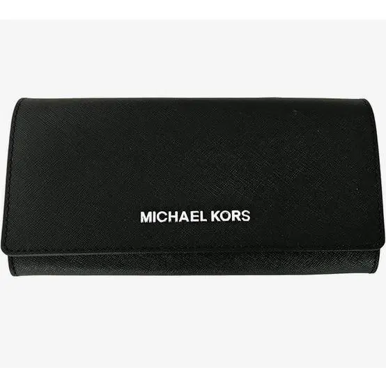 Jet Set Travel Carry All Saffiano Leather Wallet-black/silver by Michael Kors