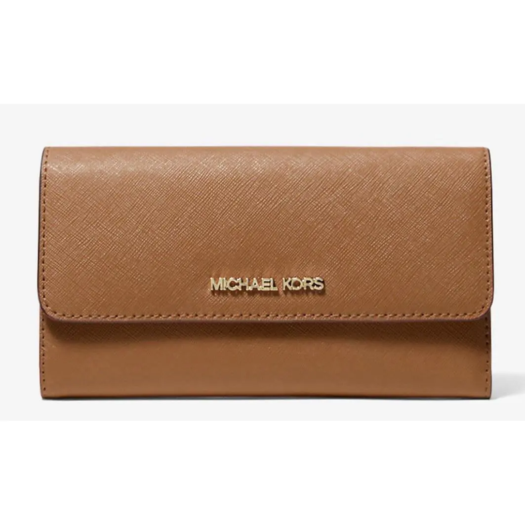 Michael Kors Jet Set Travel Crossgrain Leather Tri-fold Wallet
