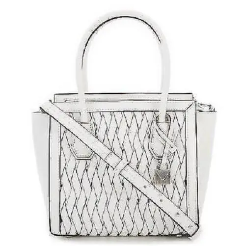 Kors Women`s Mercer Woven Medium Messenger Optic White - Exterior: White