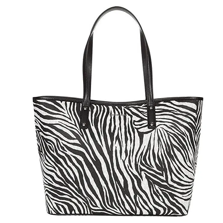 Michael Kors Women`s Carter Large Open Tote Bright White/multi One Size - Exterior: Black