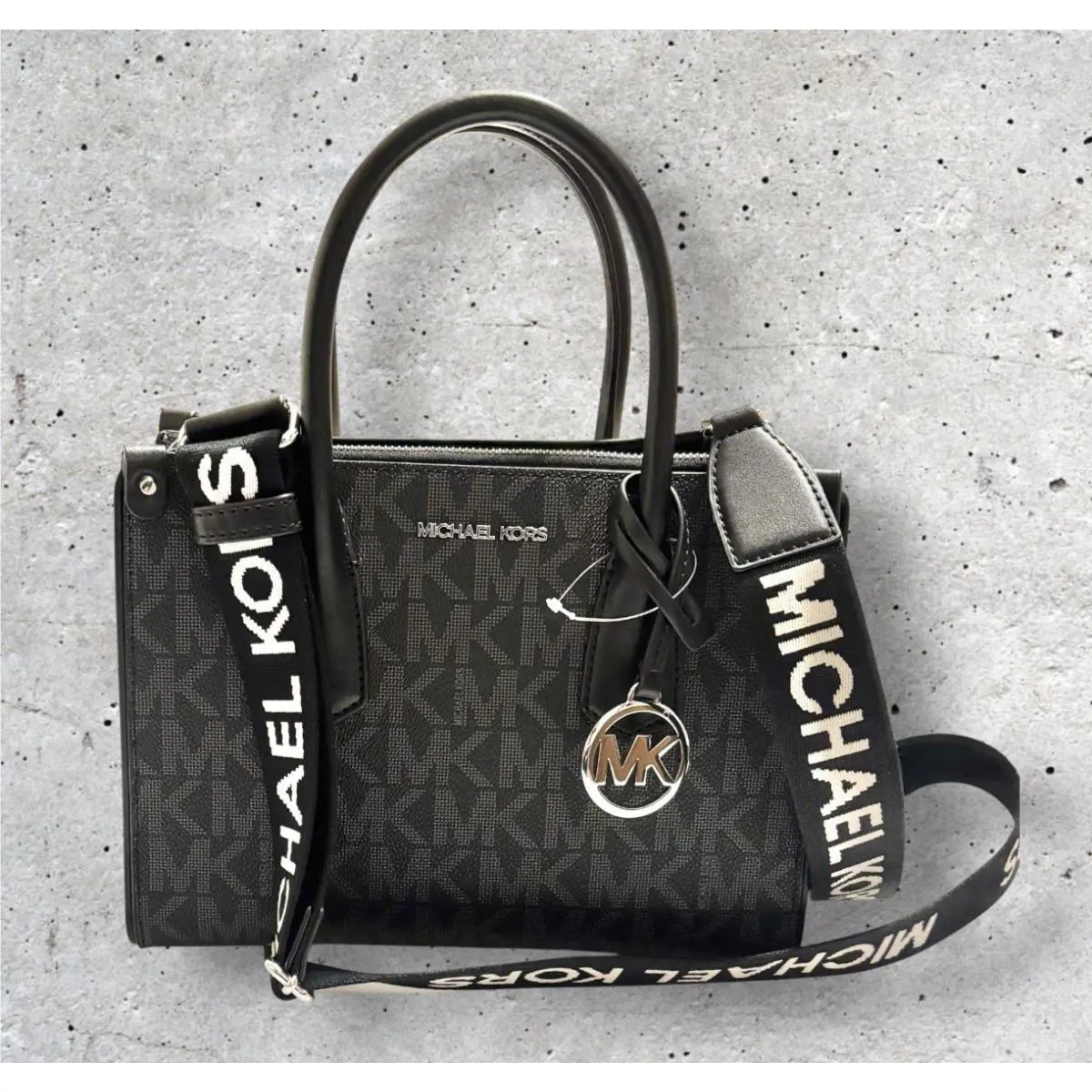 Michael Kors Maple Saffiano Black Leather Satchel Shoulder Bag