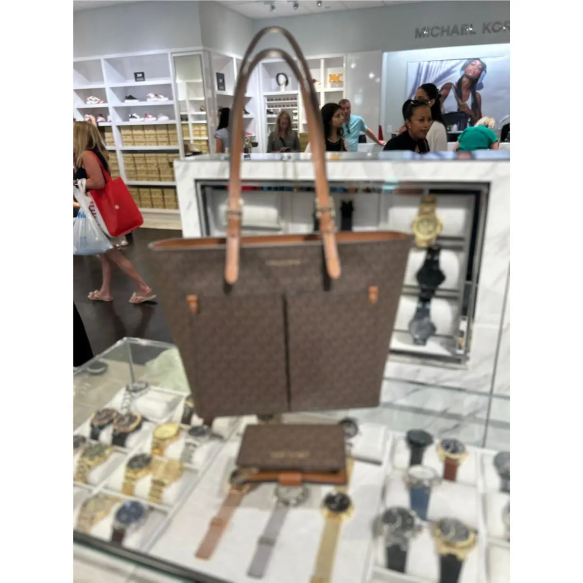 Michael Kors Travel Medium Bag Handbag Purse Tote Shoulder Bag + Bifold Wallet