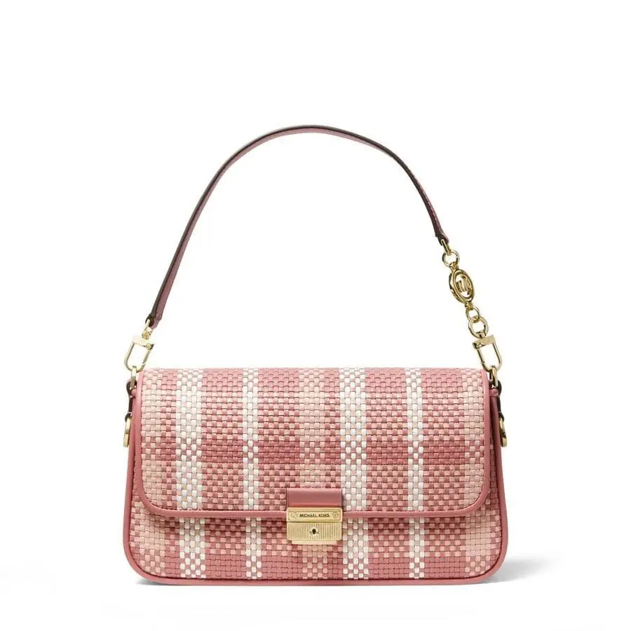 Michael Kors Women`s Bradshaw Small Woven Convertible Shoulder Bag Rose Multi - Handle/Strap: Pink, Hardware: Gold, Exterior: Pink