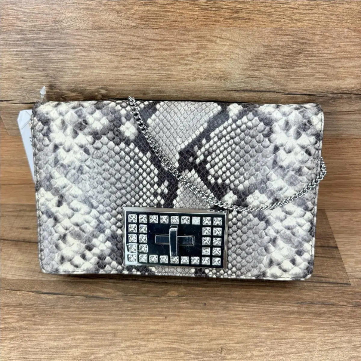 Kors Ellie Shoulder Flap Bag Natural Python Embossed