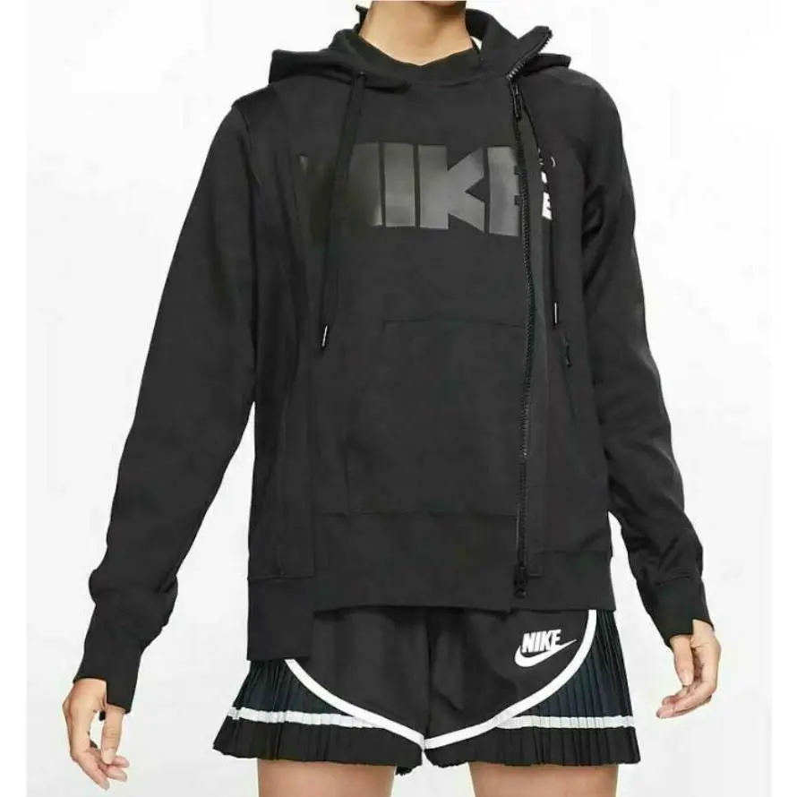 Nike x Sacai Double Zip Hoodie Women`s Size Small Medium Black White