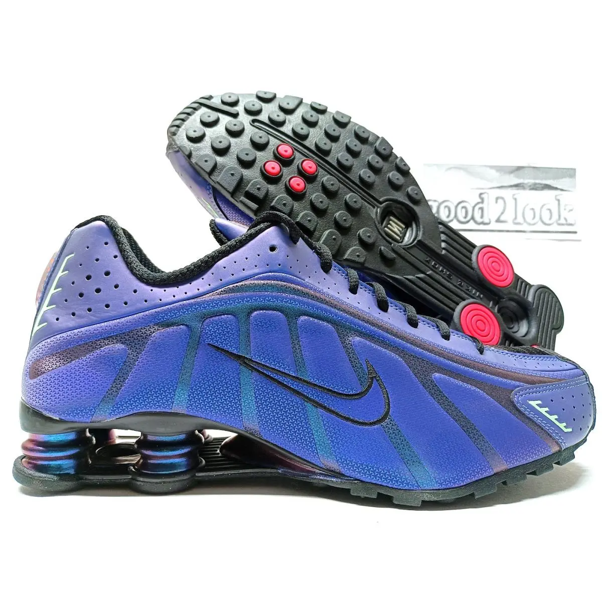 Nike Shox R4 Iridescent Blue/metallic Silver Size Men`s 10.5 HQ3446-001