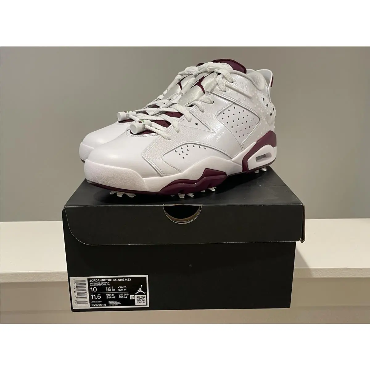 Jordan Retro 6 G Nrg M23 Golf Shoes White Bordeaux Men`s SZ 10.0 DV6796-116