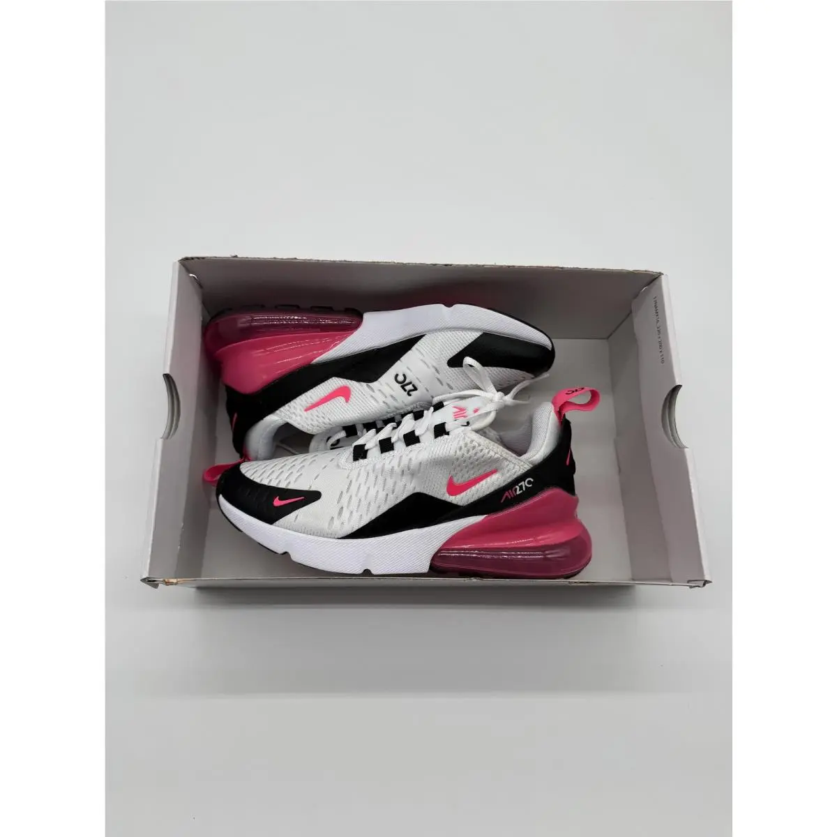 Nike Air Max 270 Shoes Womens 6 White Hyper Pink Black Running AH6789 127