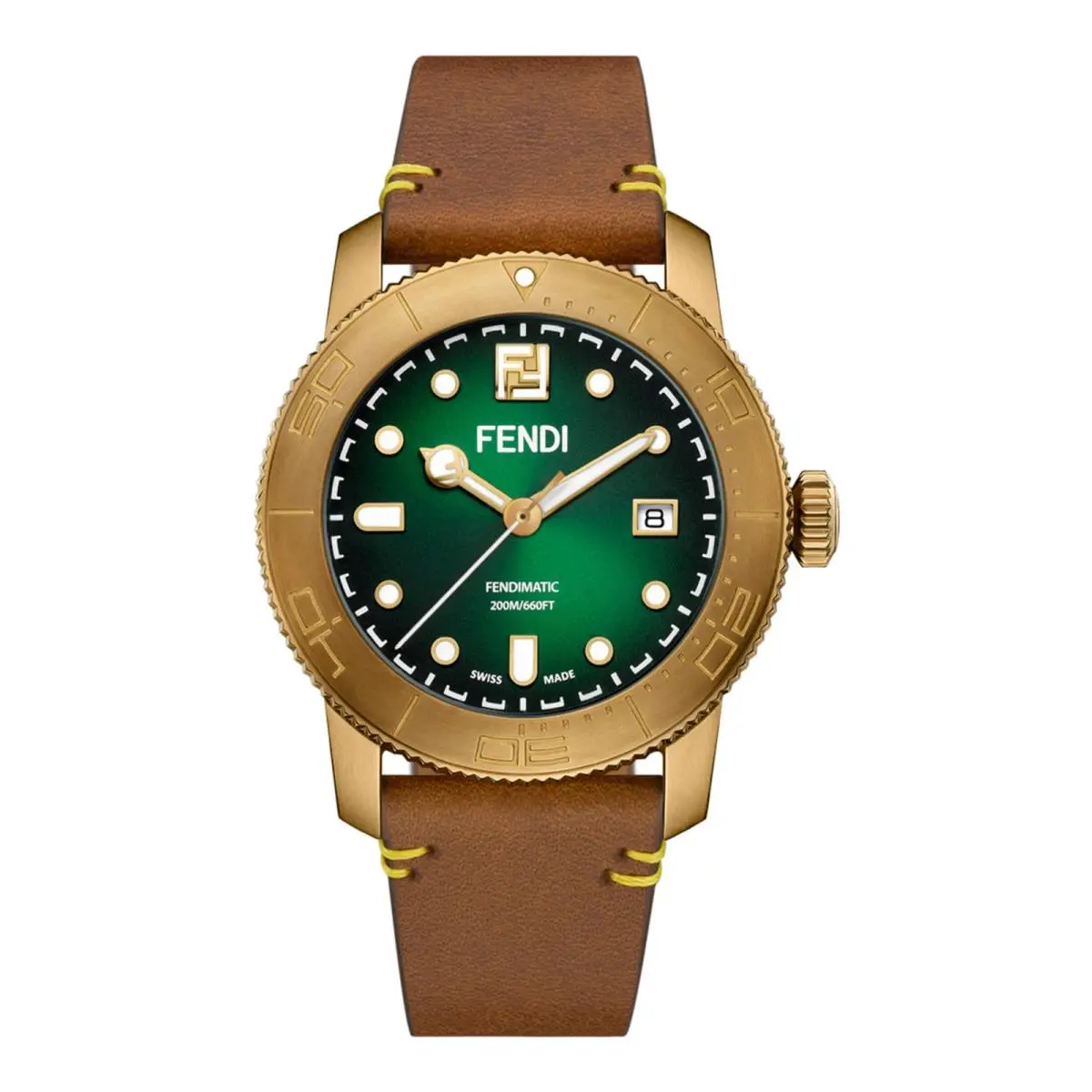 Mens Bronze 42mm Strap Fashion Watch by Fendi