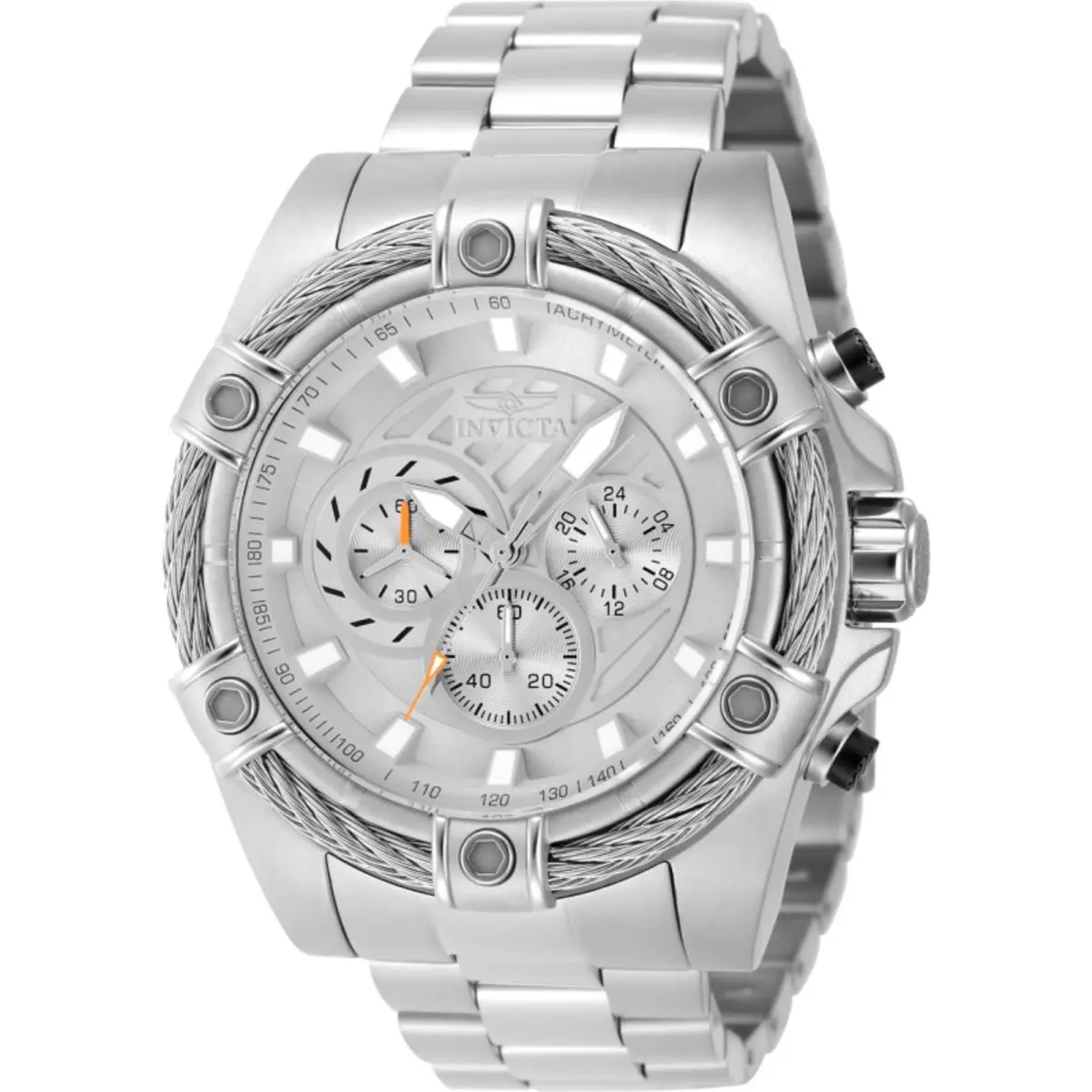 Invicta Men`s Watch Bolt Chrono Silver Stainless Steel Bracelet Quartz 48864