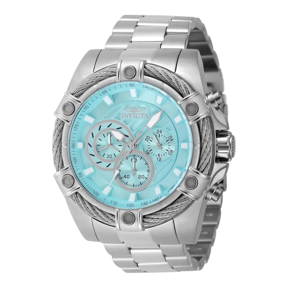 Invicta 48865 Quartz Watch Light Blue Dial Stainless Steel 52mm Men - Dial: Light Blue, Band: Steel