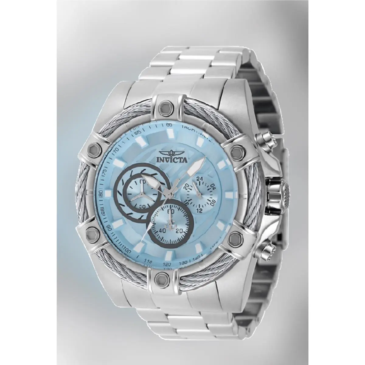 Invicta Men`s Watch Bolt Quartz Light Blue Dial Stainless Steel Bracelet 48865 - Dial: Blue, Band: Silver