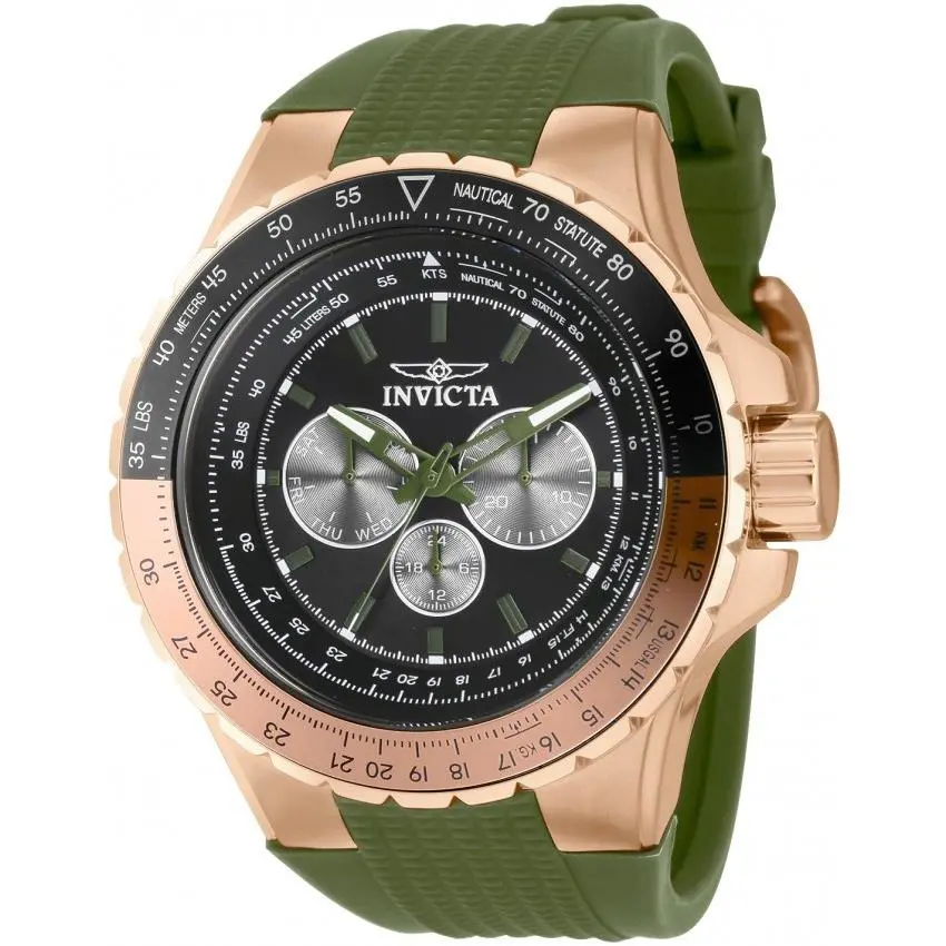 Invicta Aviator Skyshock Men`s 50mm Watch Green 39311 - Dial: Green, Band: Green