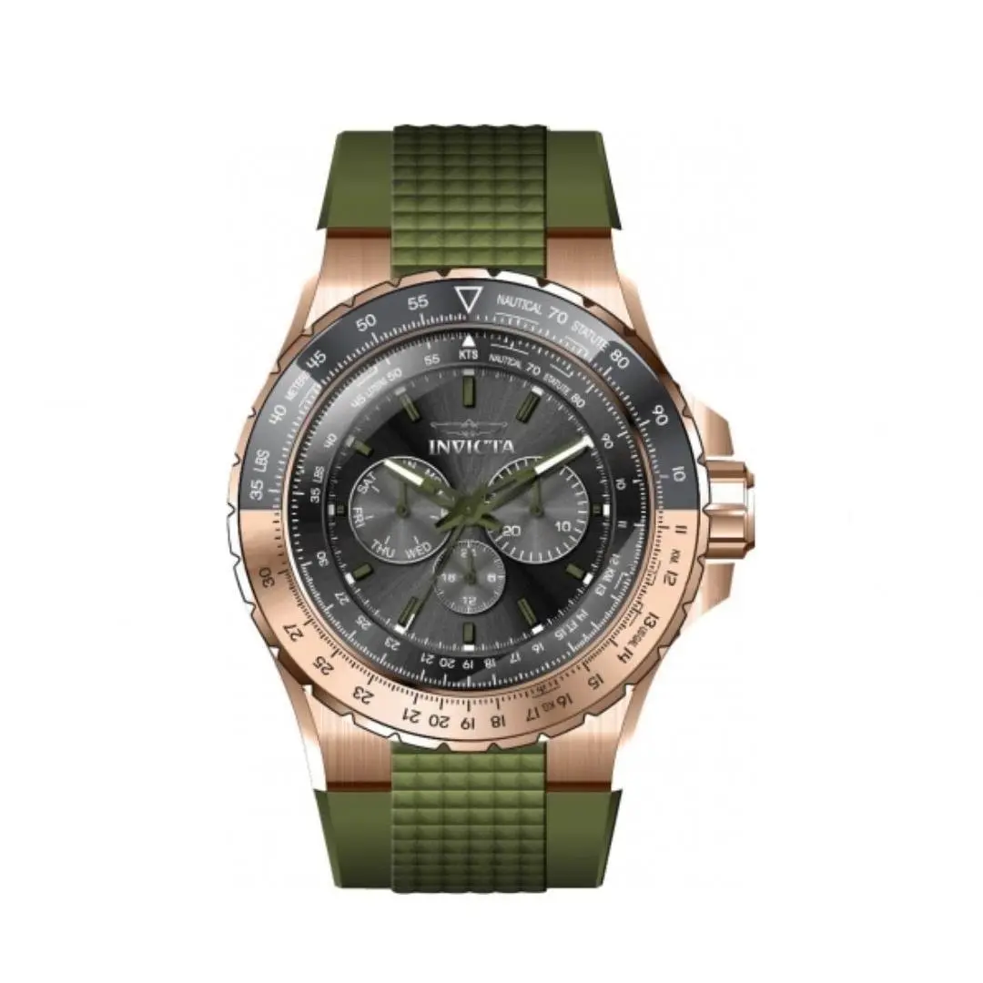 Invicta Aviator Skyshock Men`s 50mm Watch Green 39311 - Dial: Green, Band: Green, Bezel: Green