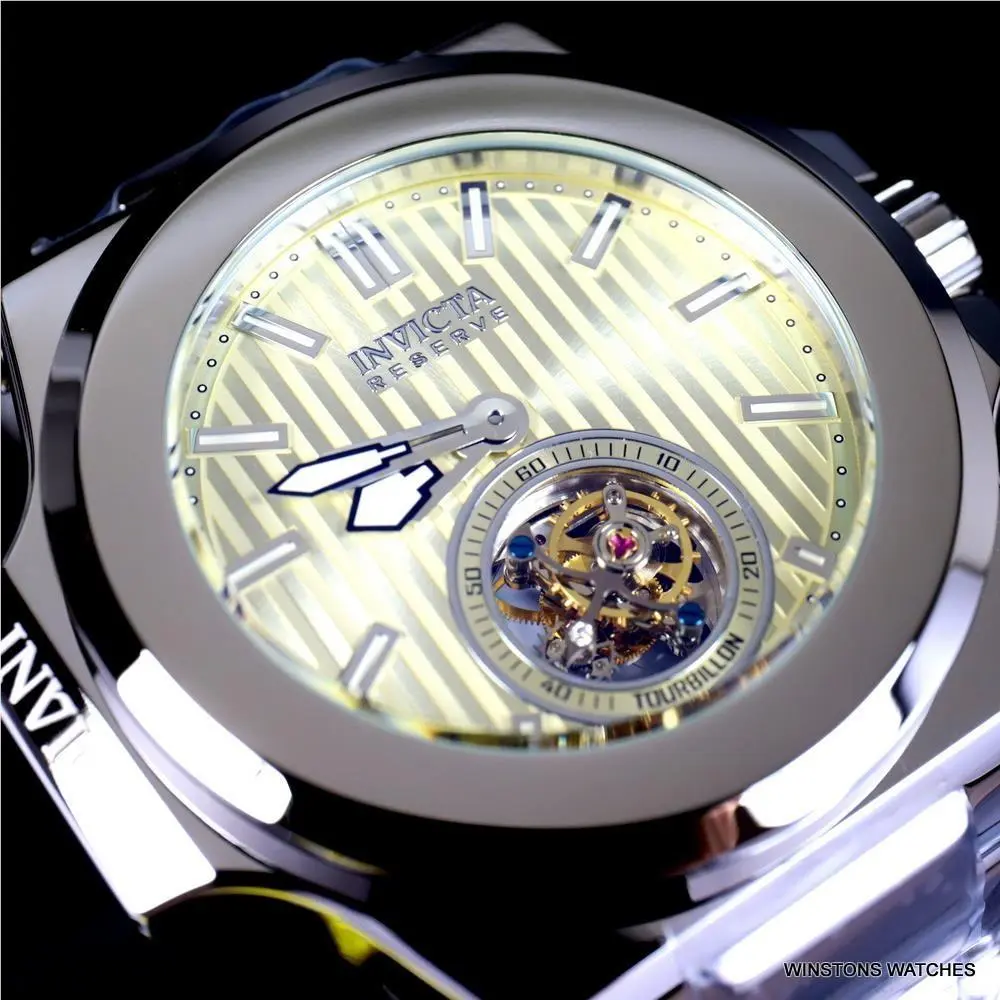 Invicta Reserve Akula Prestige Tourbillon 58mm Champagne Silver Steel Watch