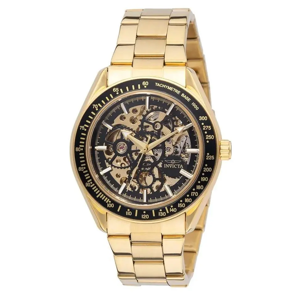Invicta Objet D Art Excelsior Mens 43mm Automatic Watch Gold Tone Skeleton 49502
