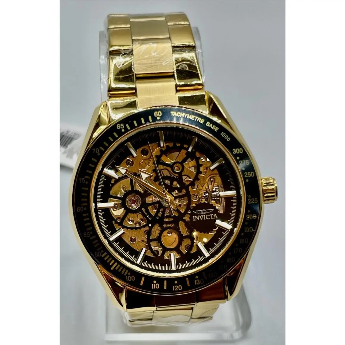 Objet D Art Automatic Men`s Watch Skeleton Dial 47mm Gold 49502 by Invicta