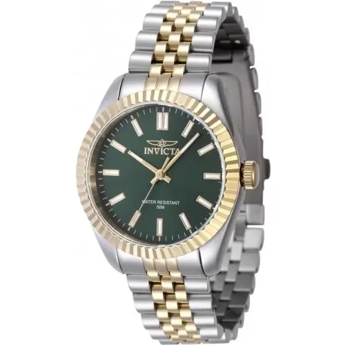 Invicta Specialty Quartz Green Dial Ladies Watch 47501 - Dial: Green, Band: Two-tone (Gold and Silver-tone), Bezel: Silver-tone