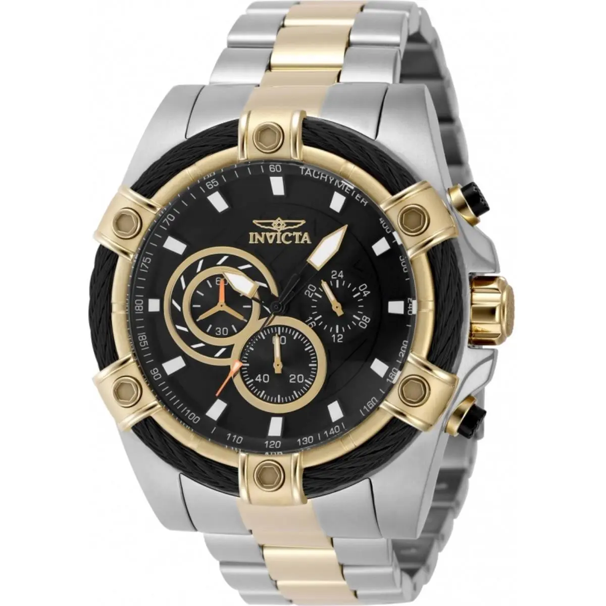 Men`s Watch Bolt Chronograph Black Dial Two Tone Steel Bracelet 48868 by Invicta