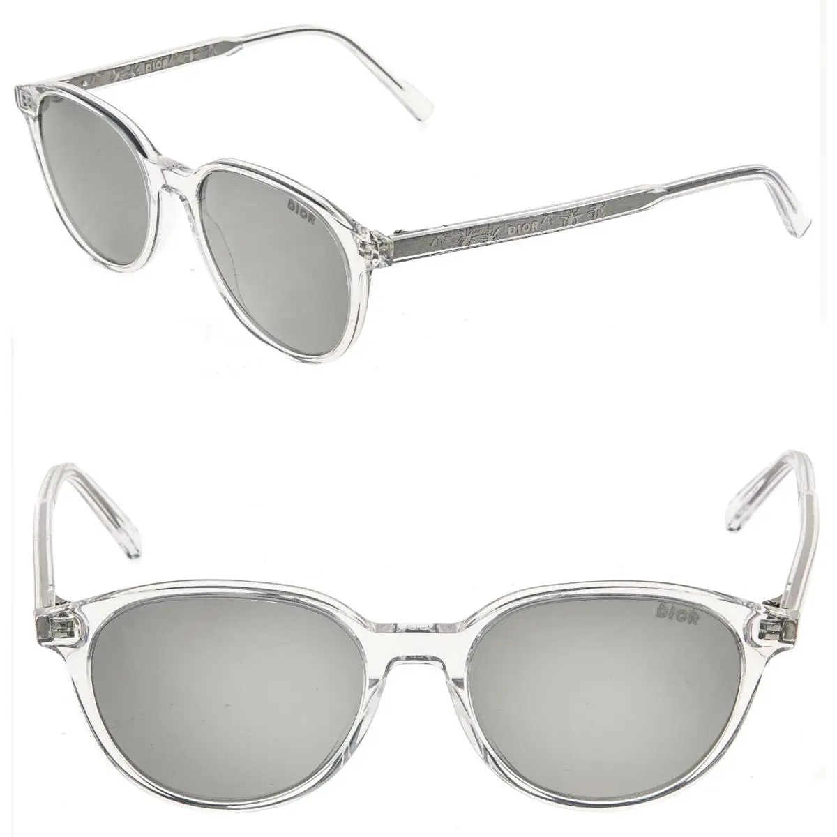 Christian Dior IN R1I Crystal Silver Bee Pattern Round Sunglass DM40105I Indior