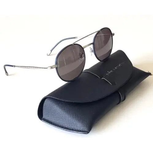 John Varvatos Artisan V799 Round Navy Silver/grey Lens Sunglasses 52-21 Japan