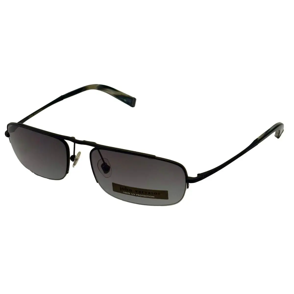 John Varvatos Mens Black Metal Rectangle Aviator Rimless Sunglass V100