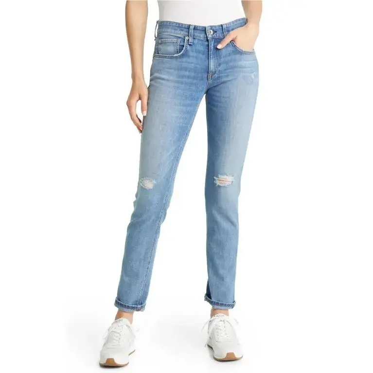 Rag Bone Dre Low Rise Ankle Slim Blue Boyfriend Jeans L102504 Woman`s Size 25 by Rag & Bone