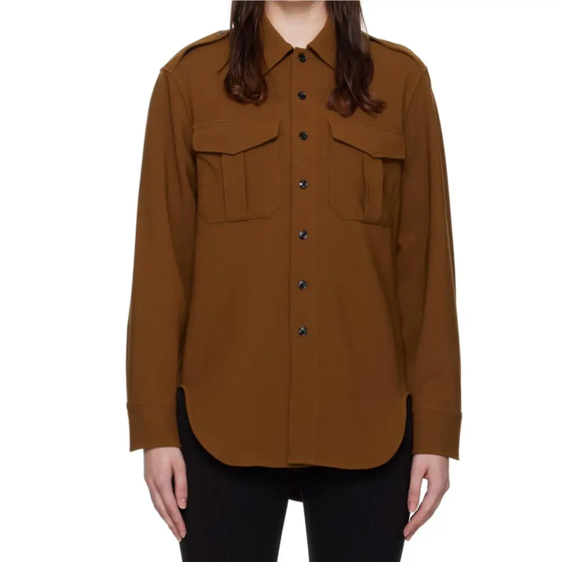 Rag Bone Shirt Womens Medium Camel Brown Howie Military Wool Button Up Top M