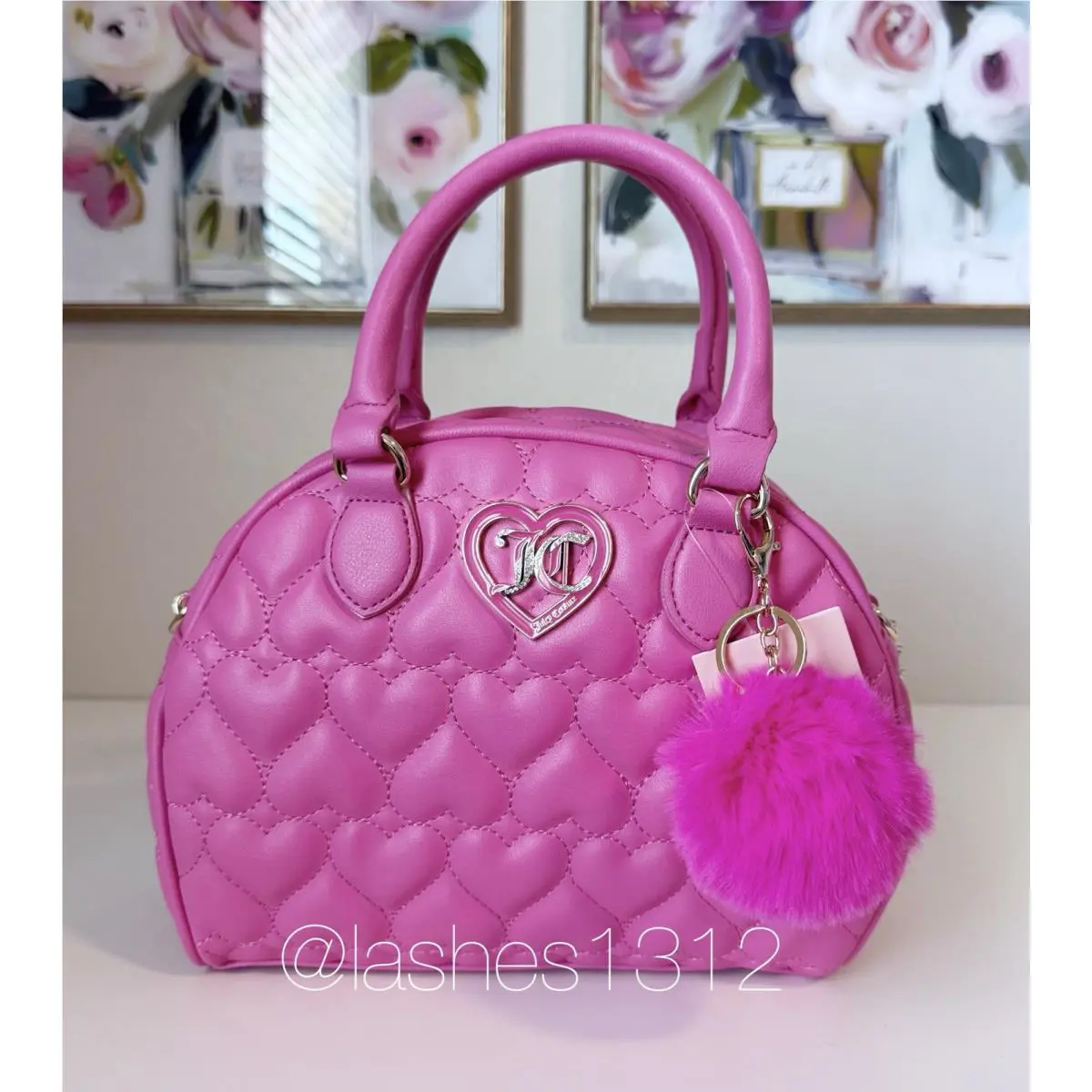 Juicy Couture Bag Flawless Dome Satchel - Pink Quilted Hearts