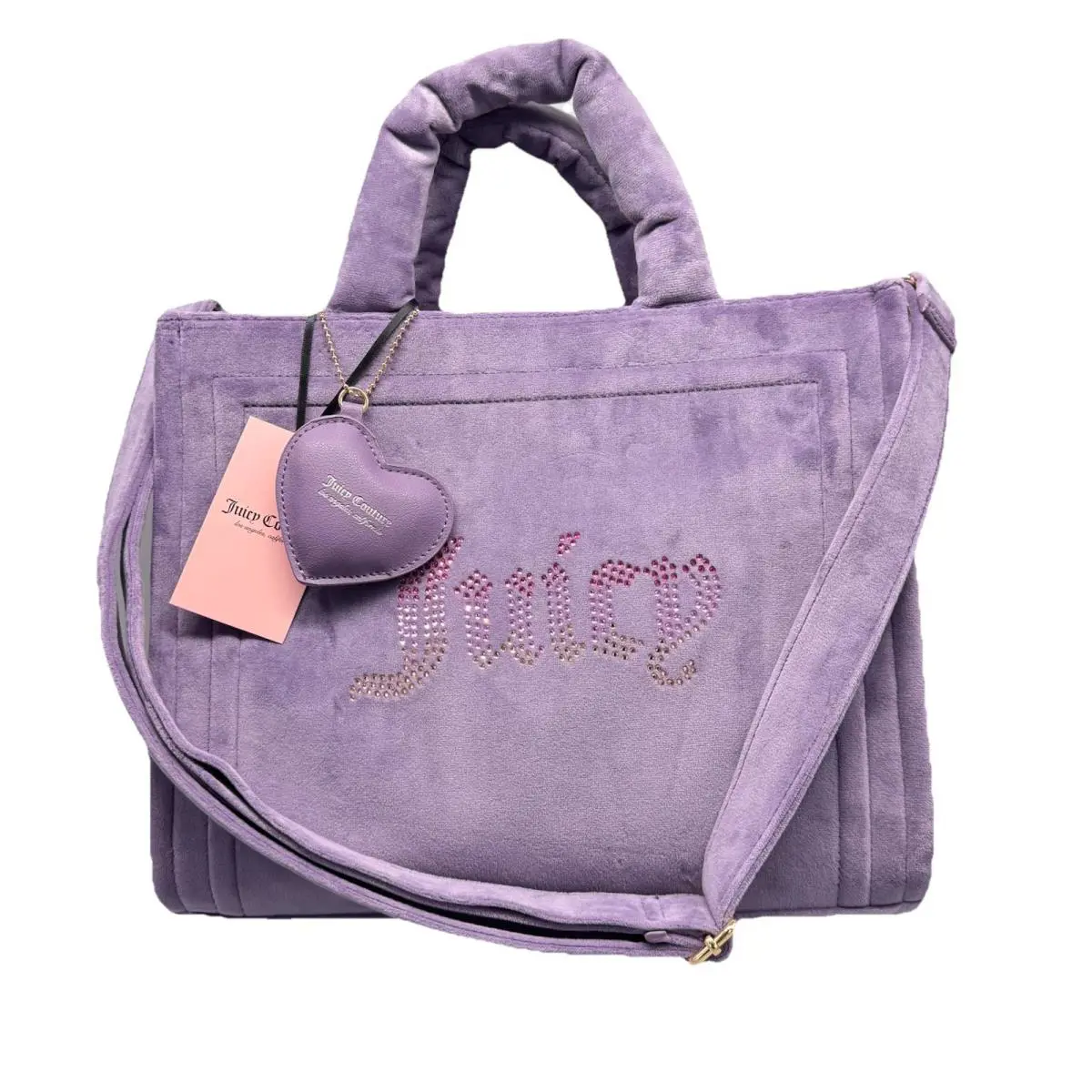 Juicy Couture Velour Dusty Violet Extra Spender Large Tote Crossbody Bag