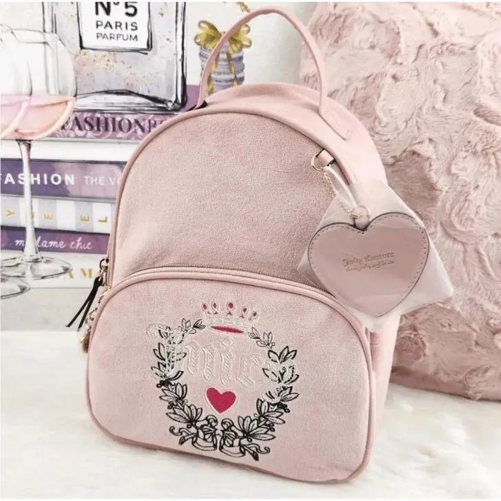 Juicy Couture Pink Velour Heritage Backpack