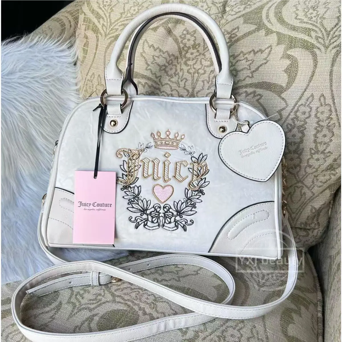 Juicy Couture Heritage Bowler Velour Crossbody Bag