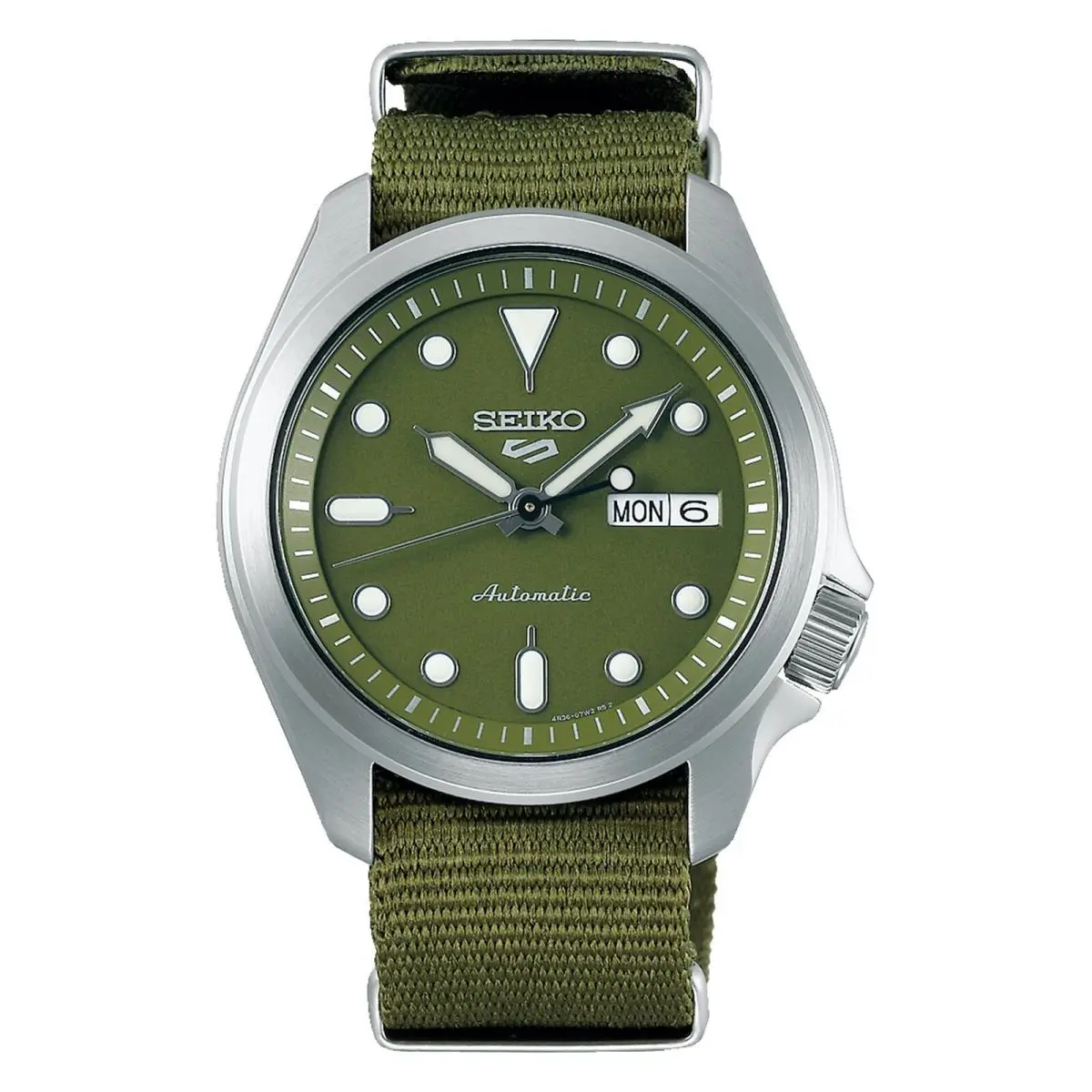 5 Sports SRPE65 40 mm Olive Green Dial Field Military Nylon Band Men Watch by Seiko