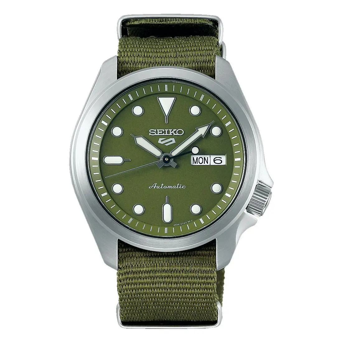 5 Sports SRPE65 Men`s Military Field Green Dial Automatic 100M WR Watch by Seiko