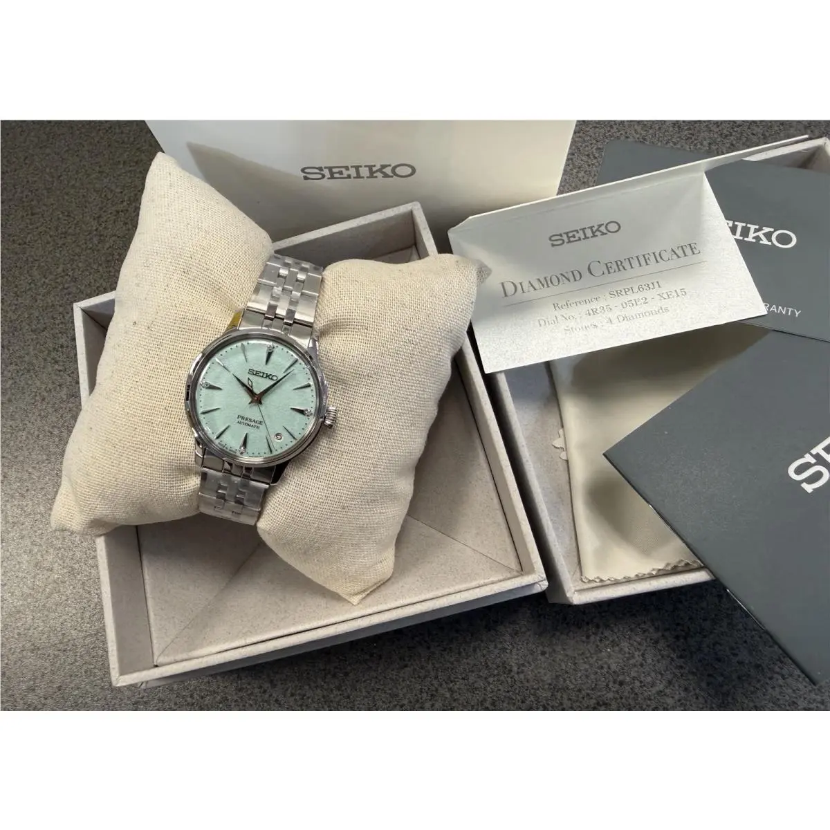Seiko Presage Cocktail Time Automatic Green Dial Diamonds Women’s Watch SRPL63