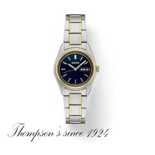 Seiko Essentials SUR436 Blue Sunray Dial Sleek Gold Stick Markers - Dial: Blue, Band: two-tone