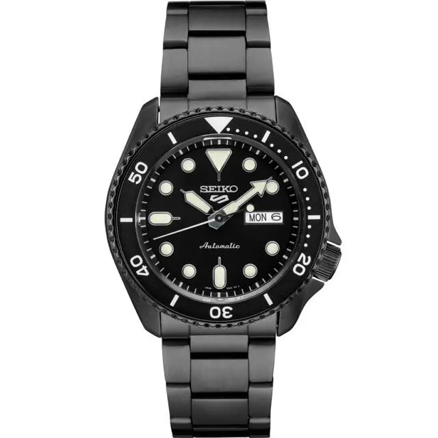 Seiko 5 Sports Automatic Black Dial Metal Bracelet Men`s Watch SRPD65K1