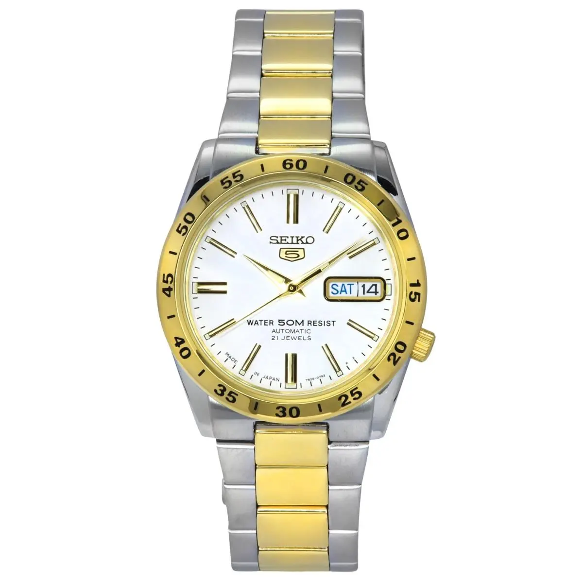 5 Stainless Steel White Dial 21 Jewels Automatic SNKE04J1 Unisex Watch 50M by Seiko