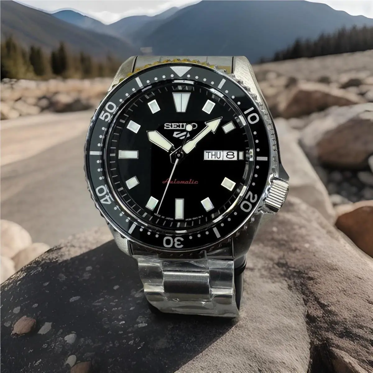 Seiko 5 Skx Sports SRPL85 Automatic Black Dial Steel Bracelet Watch Japan Made