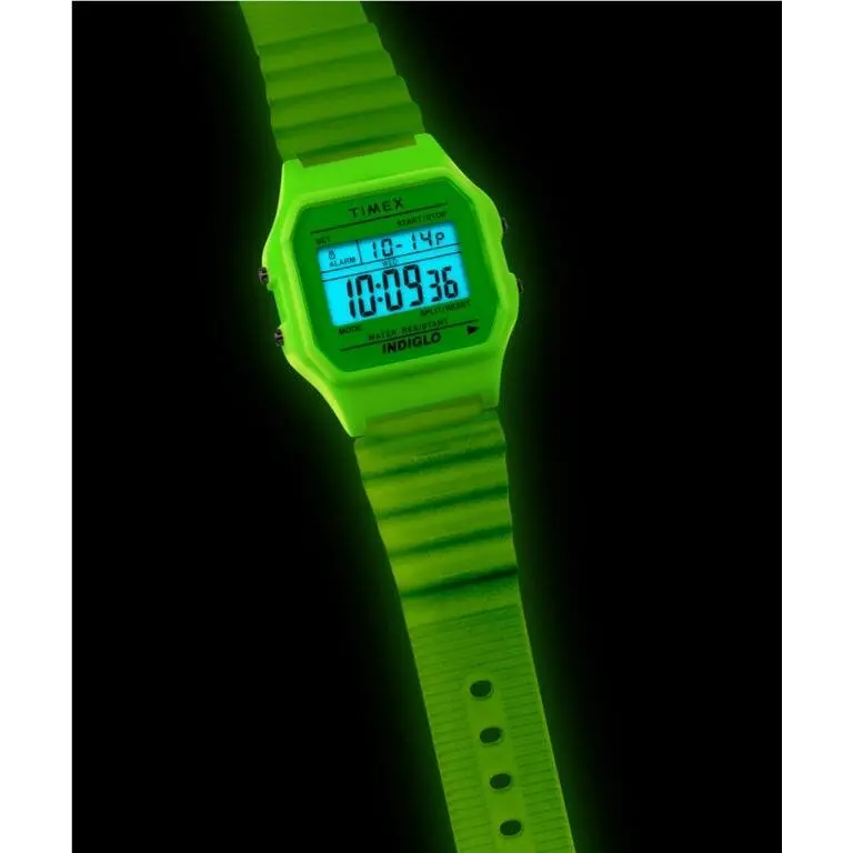 Timex T80 34MM Resin Strap Digital Watch Glow IN Dark TW2Y02600